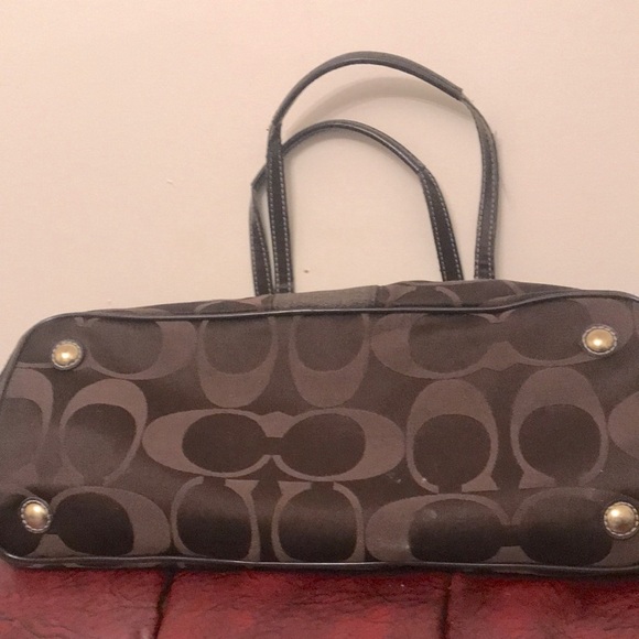 COACH #H1173-F18036 DARK BROWN FRAMED KISSLOCK STRIPED SIGNATURE CANVAS/LEATHER - Picture 4 of 9